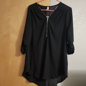 Women's Black 3/4 zip blouse